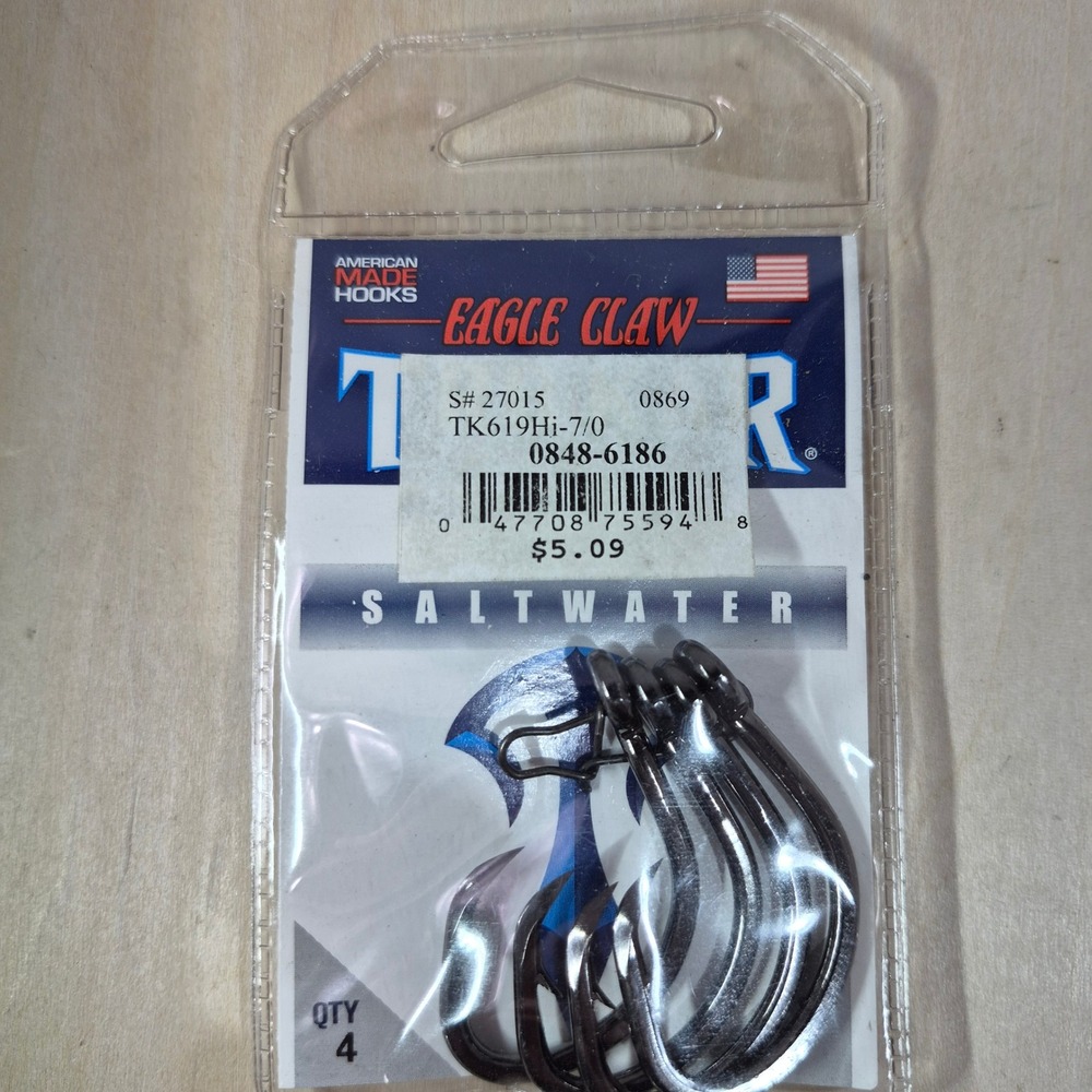 Eagle Claw Trokar Saltwater Fishing Hooks TK619HI-7/0 Circle Hook USA Made